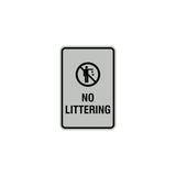 Portrait Round No Littering Sign With Adhesive Tape