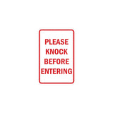 Portrait Round please knock before entering Sign with Adhesive Tape, Mounts On Any Surface, Weather Resistant
