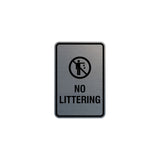 Portrait Round No Littering Sign With Adhesive Tape