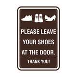 Portrait Round Please leave your shoes at the door thank you Sign with Adhesive Tape, Mounts On Any Surface, Weather Resistant