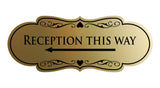 Designer Reception This Way Left Arrow Wall or Door Sign