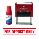 Red  For Deposit Only Self Inking Rubber Stamp Combo with Refill