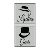 Square ladies and gents sign set with Adhesive Tape, Mounts On Any Surface, Weather Resistant