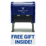 Blue Free Gift Inside Self-Inking Office Rubber Stamp
