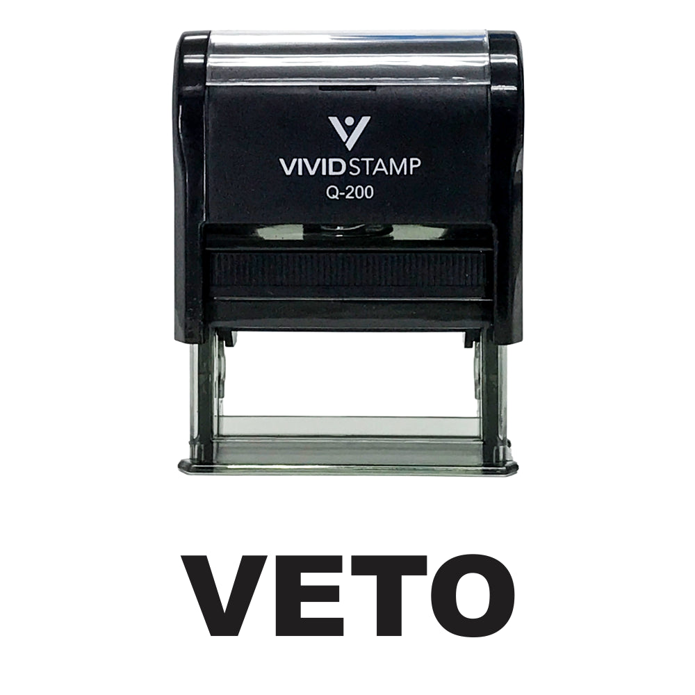Black VETO Self Inking Rubber Stamp