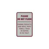 Portrait Round please do not flush etiquette Sign with Adhesive Tape, Mounts On Any Surface, Weather Resistant