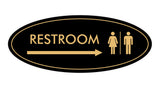 Oval Restroom Right Arrow Sign