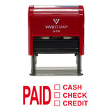 Paid Cash Check Credit Self Inking Rubber Stamp