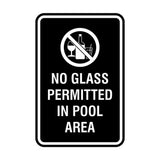 Signs ByLITA Portrait Round No Glass Permitted In Pool Area Sign with Adhesive Tape, Mounts On Any Surface, Weather Resistant, Indoor/Outdoor Use