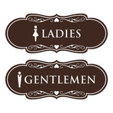 Designer Ladies and Gentlemen Figurines Restroom Signs (Set of 2) For Walls or Doors