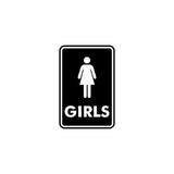 Signs ByLITA Portrait Round Girls (female bathroom icon) Sign with Adhesive Tape, Mounts On Any Surface, Weather Resistant, Indoor/Outdoor Use