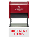 Red DIFFERENT ITEMS Self-Inking Office Rubber Stamp