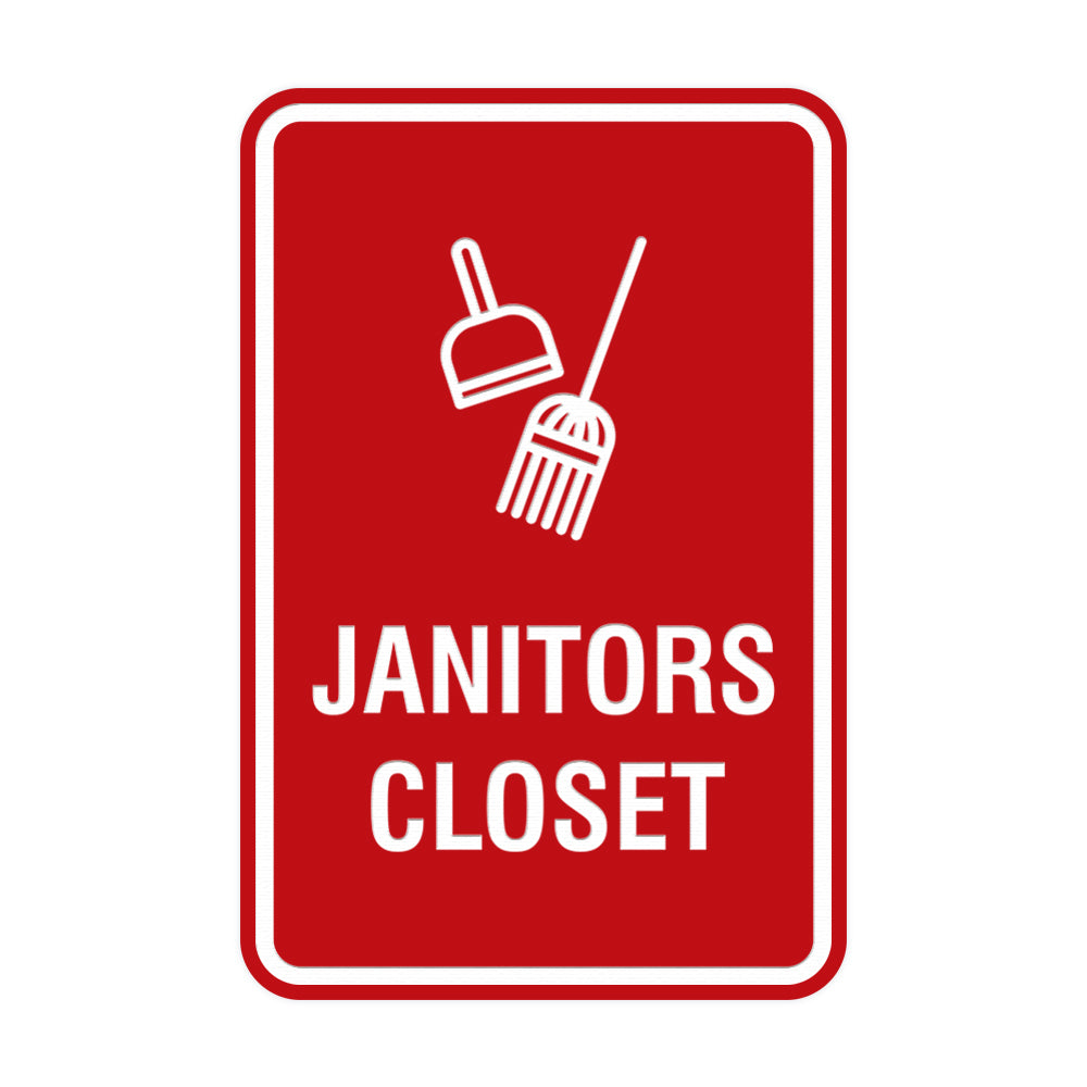 Signs ByLITA Portrait Round Janitors Closet Sign with Adhesive Tape, Mounts On Any Surface, Weather Resistant, Indoor/Outdoor Use