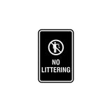 Portrait Round No Littering Sign With Adhesive Tape