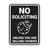 Portrait Round No Soliciting Unless You Are Selling Cookies Wall or Door Sign