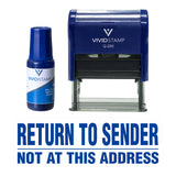 Blue Return To Sender Not At This Address Self Inking Rubber Stamp Combo With Refill