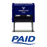 Blue Fancy Paid Self Inking Rubber Stamp