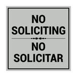 Square No Soliciting No Solicitar Sign with Adhesive Tape, Mounts On Any Surface, Weather Resistant