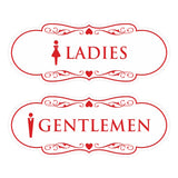 Designer Ladies and Gentlemen Figurines Restroom Signs (Set of 2) For Walls or Doors
