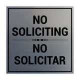 Square No Soliciting No Solicitar Sign with Adhesive Tape, Mounts On Any Surface, Weather Resistant