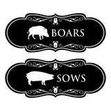 Designer Boars and Sows, Novelty Restroom (Set of 2) Wall or Door Signs