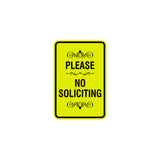 Portrait Round please no soliciting Sign with Adhesive Tape, Mounts On Any Surface, Weather Resistant