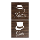 Square ladies and gents sign set with Adhesive Tape, Mounts On Any Surface, Weather Resistant