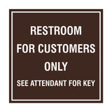 Square Restroom For Customers Sign with Adhesive Tape, Mounts On Any Surface, Weather Resistant