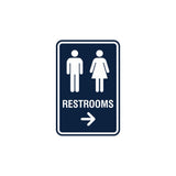 Portrait Round Restrooms Right Arrow Sign