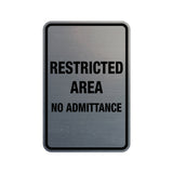 Portrait Round Restricted Area No Admittance Sign with Adhesive Tape, Mounts On Any Surface, Weather Resistant
