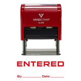 Red Entered By Date Self Inking Rubber Stamp