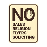 Portrait Round No Sales, No Religion, No Flyers, No Soliciting Wall or Door Sign