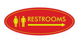 Signs ByLITA Oval Restrooms Right Arrow Sign
