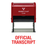 Red Official Transcript Self Inking Rubber Stamp