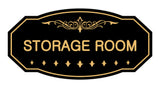 Black / Gold Victorian Storage Room Sign