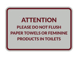 Signs ByLITA Classic Framed Attention Please Do Not Flush Paper Towels or Feminine Products in Toilets