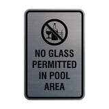 Signs ByLITA Portrait Round No Glass Permitted In Pool Area Sign with Adhesive Tape, Mounts On Any Surface, Weather Resistant, Indoor/Outdoor Use