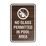 Signs ByLITA Portrait Round No Glass Permitted In Pool Area Sign with Adhesive Tape, Mounts On Any Surface, Weather Resistant, Indoor/Outdoor Use