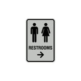 Portrait Round Restrooms Right Arrow Sign