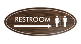 Oval Restroom Right Arrow Sign