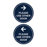 Signs ByLITA Circle Please Use Other Door Sign Set with Adhesive Tape, Mounts On Any Surface, Weather Resistant, Indoor/Outdoor Use