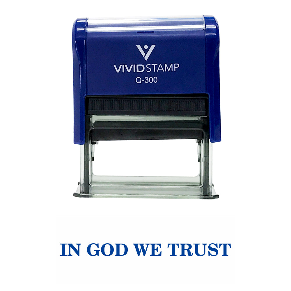 Blue  In God We Trust Self Inking Rubber Stamp