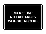 Signs ByLITA Classic Framed No Refund No Exchanges Without Receipt Sign