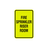 Portrait Round Fire Sprinkler Riser Room Sign with Adhesive Tape, Mounts On Any Surface, Weather Resistant