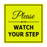 Signs ByLITA Square Classy Please Watch Your Step Sign with Adhesive Tape, Mounts On Any Surface, Weather Resistant, Indoor/Outdoor Use
