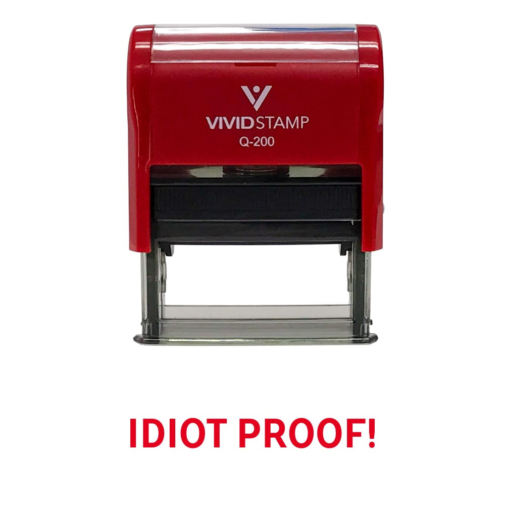 Red Idiot Proof Novelty Stamp