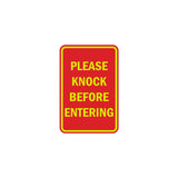Portrait Round please knock before entering Sign with Adhesive Tape, Mounts On Any Surface, Weather Resistant