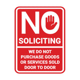 Portrait Round No Soliciting We Do Not Purchase Goods or Services Sold Door to Door Wall or Door Sign