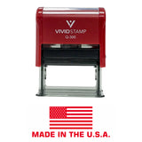 Red MADE IN THE USA (FLAG) Self Inking Rubber Stamp