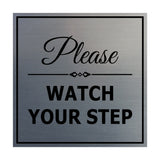 Signs ByLITA Square Classy Please Watch Your Step Sign with Adhesive Tape, Mounts On Any Surface, Weather Resistant, Indoor/Outdoor Use